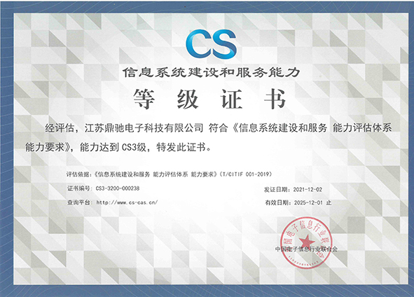 信息系統建設和服務能(néng)力CS3級
